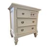 Image 2 : White 3-Drawer Nightstand - Traditional Style with Recessed Side Panels & Turned Feet