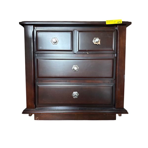 Traditional 3-Drawer Espresso Nightstand - Rich Dark Wood Finish with Silver Hexagonal Knobs