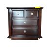 Image 1 : Traditional 3-Drawer Espresso Nightstand - Rich Dark Wood Finish with Silver Hexagonal Knobs
