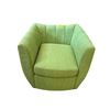 Image 2 : Modern Sage Green Barrel Chair - Channel Tufted Textured Fabric Upholstery