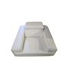 Image 4 : Modern White Faux Leather Oversized Armchair - Adjustable Headrest & Wide Padded Arms