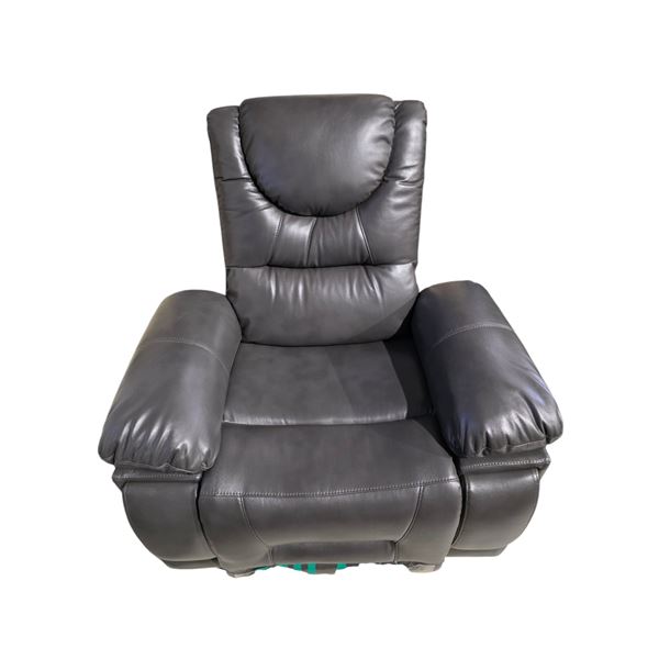 Milano - Modern Charcoal Grey Faux Leather Manual Recliner - High Back with Overstuffed Padded Arms 