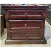 Image 2 : Traditional 3-Drawer Mahogany Nightstand - Rich Cherry Finish with Antique Bronze Knobs - legs insid