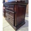 Image 3 : Traditional 3-Drawer Mahogany Nightstand - Rich Cherry Finish with Antique Bronze Knobs - legs insid