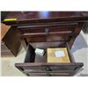 Image 4 : Traditional 3-Drawer Mahogany Nightstand - Rich Cherry Finish with Antique Bronze Knobs - legs insid
