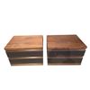 Image 1 : Pair of Mid-Century Style 2-Drawer Nightstands - Walnut Wood Grain with Black Accent Panels