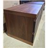 Image 3 : Pair of Mid-Century Style 2-Drawer Nightstands - Walnut Wood Grain with Black Accent Panels