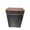 Image 1 : Modern 5-Drawer Tall Chest - Walnut Wood Frame with Matte Black Drawer Fronts