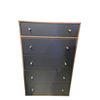 Image 2 : Modern 5-Drawer Tall Chest - Walnut Wood Frame with Matte Black Drawer Fronts