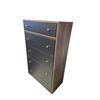 Image 3 : Modern 5-Drawer Tall Chest - Walnut Wood Frame with Matte Black Drawer Fronts