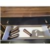 Image 4 : Modern 5-Drawer Tall Chest - Walnut Wood Frame with Matte Black Drawer Fronts