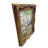 Image 2 : Framed "Three White Horses at a Fence" Oil on Canvas - Ornate Gilt Baroque Style Frame - approx. 36 
