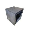 Image 1 : Modern Gray Wood Grain End Table - Open Cubby Storage - Minimalist Square Silhouette