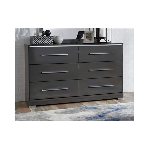 BNIB - Ashley Furniture Steelson Modern Gray High-Gloss Dresser