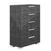 Image 2 : BNIB - Sarah 5-Drawer Chest in High-Gloss Grey Birch Lacquer