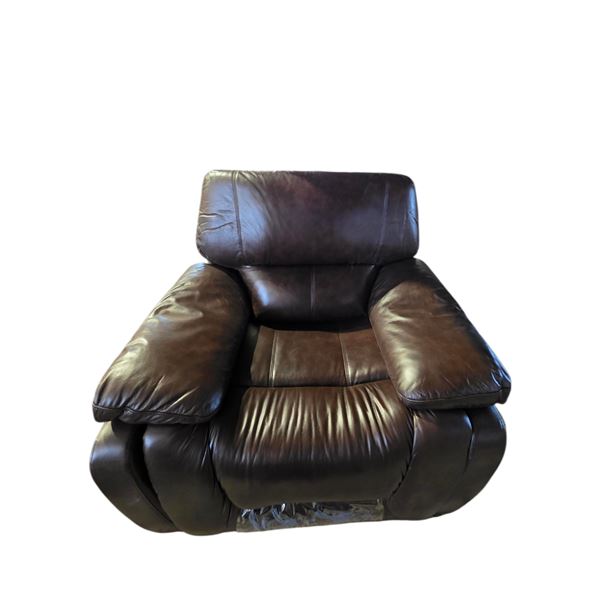 New - Milano Series Brown Leather Manual Recliner - Overstuffed Pillow Arms