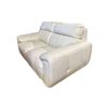 Image 1 : Contemporary Cream Leather Loveseat with Sculpted Silhouette - like new