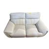 Image 2 : Contemporary Cream Leather Loveseat with Sculpted Silhouette - like new