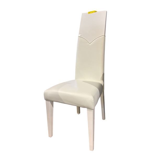 Set of 2 New Sleek Italian High-Back Side Chairs in Pearl White