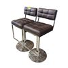 Image 1 : Set of 2 Adjustable Swivel Bar Stools in Espresso Leather