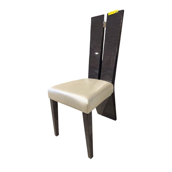 Set of 4 New Contemporary Split-Back Dining Chairs in High-Gloss Charcoal