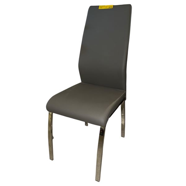 Set of 3 New High-Back Charcoal Grey Dining Chairs with Polished Chrome Frame