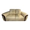 Image 2 : Mazarian New Contemporary Cream Leather Loveseat with Noir Contours