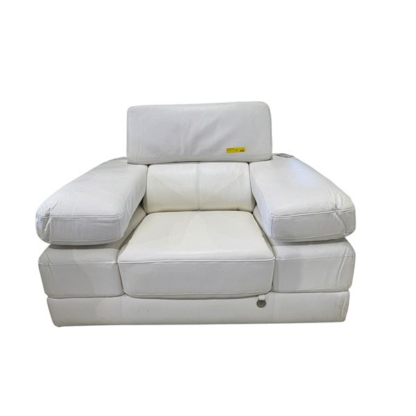 New Mazarian Premium White Leather Overstuffed Armchair