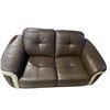 Image 2 : Mazarian Espresso Leather Loveseat with Cream Accents