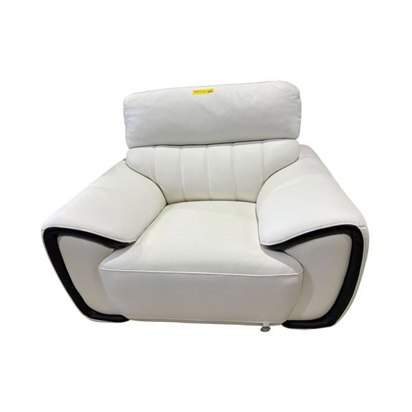 New Mazarian Contemporary Slate Grey Leather Loveseat