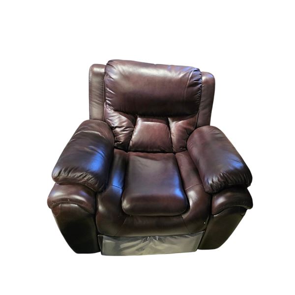 New Amax Leather - Dark Cherry Premium Top-Grain Leather Manual Recliner