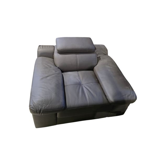 Mazarian Contemporary Slate Grey Leather Armchair