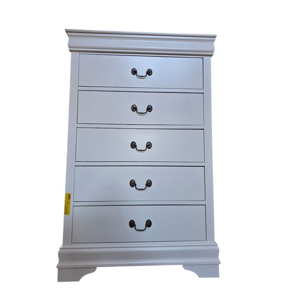 Elegant White 5 drawer Chest