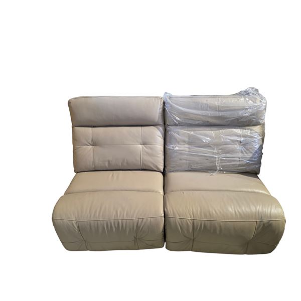 Set of 2 armless leather chairs