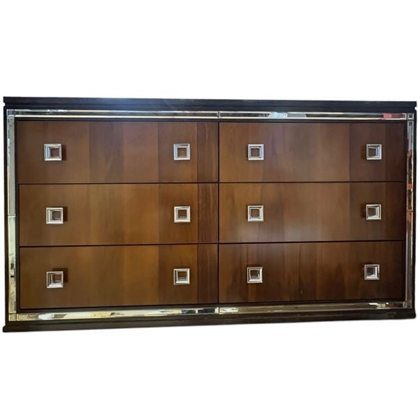 New Sleek Milo Baughman Style Lowboy Dresser – 6 Drawers, Contemporary Design