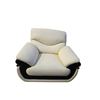 Image 2 : Modern Two-Tone Cream & Black Leather Armchair – Sleek Curved Design