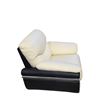 Image 3 : Modern Two-Tone Cream & Black Leather Armchair – Sleek Curved Design