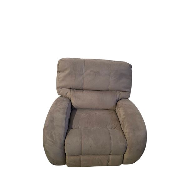 Amax Leather Ultra-Comfort Taupe Fabric Manual Recliner – Tiered Back Support