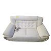 Image 1 : Modern White Leather Loveseat – Sleek Contemporary Profile with Quilted Back Detail