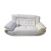 Image 2 : Modern White Leather Loveseat – Sleek Contemporary Profile with Quilted Back Detail