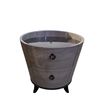 Image 1 : New Designer Contemporary 2-Drawer Round Nightstand – Grey Oak Veneer & Sleek Black Legs