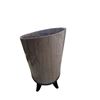 Image 3 : New Designer Contemporary 2-Drawer Round Nightstand – Grey Oak Veneer & Sleek Black Legs