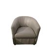 Image 2 : Contemporary Grey Leather Club Chair – Modern Barrel Design with Plush Seating