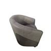 Image 3 : Contemporary Grey Leather Club Chair – Modern Barrel Design with Plush Seating
