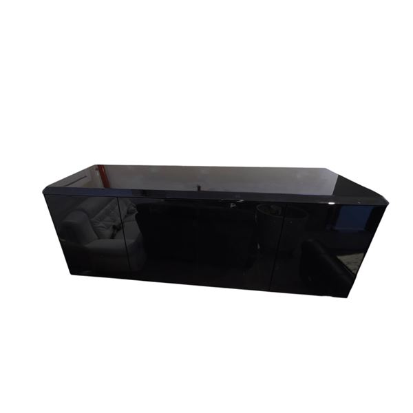 Designer Style High Gloss Black Credenza – Polished Mirror Finish, Modern Aesthetic