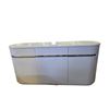 Image 2 : Modern High-Gloss White Capsule Dresser - Curved Designer Buffet Cabinet
