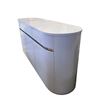 Image 3 : Modern High-Gloss White Capsule Dresser - Curved Designer Buffet Cabinet