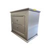 Image 1 : New - Modern Silver 2-Drawer Accent Table with Crystal Beading and Crocodile Texture