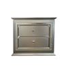 Image 2 : New - Modern Silver 2-Drawer Accent Table with Crystal Beading and Crocodile Texture
