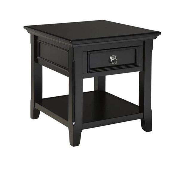 New - Traditional Black End Table with Drawer and Shelf